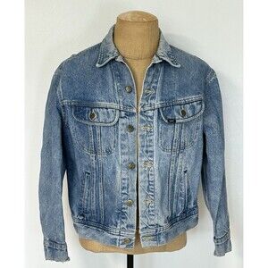 VTG LEE RIDERS TRUCKER DENIM JACKET PATD 153438 Size 42 Regular Distressed